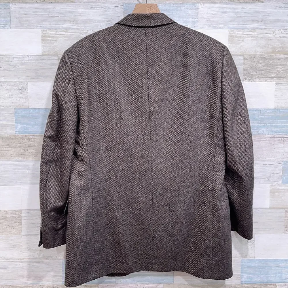 Jack Victor Wool Luxe Tweed Sport Coat Jacket Taupe Brown Two Button Mens 42R